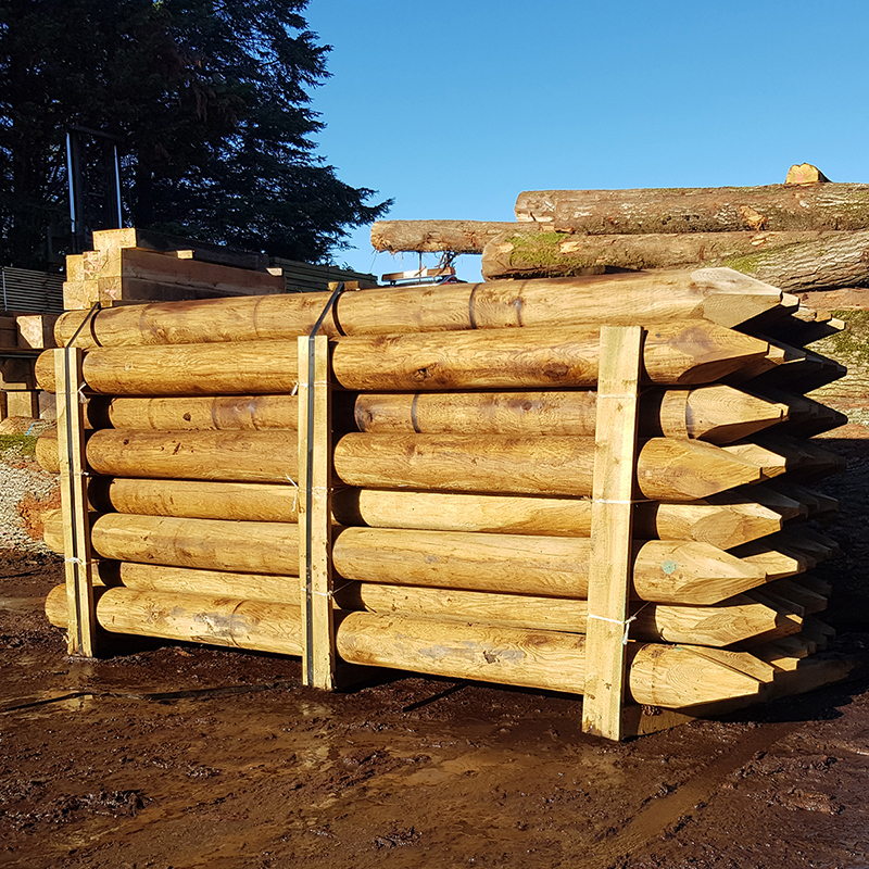 Machine Rounded Oak Landscaping Poles